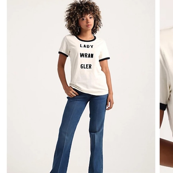 Wrangler X Leon Bridges Women’s Ringer Tee In Vanilla Ice - Picture 6 of 9